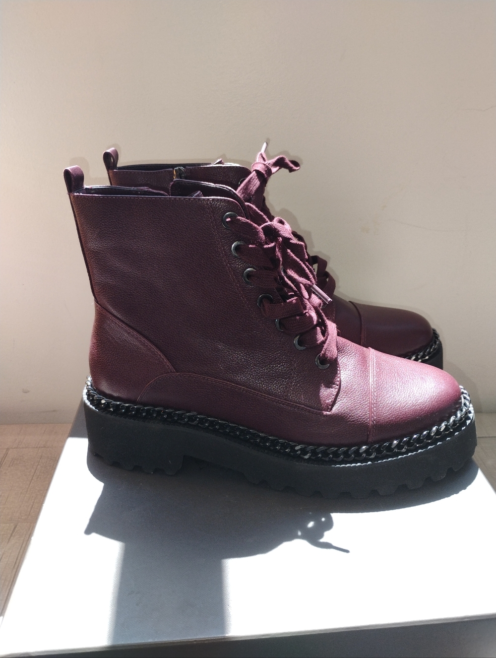 Leather Vince Camuto Combat Boots New With Box